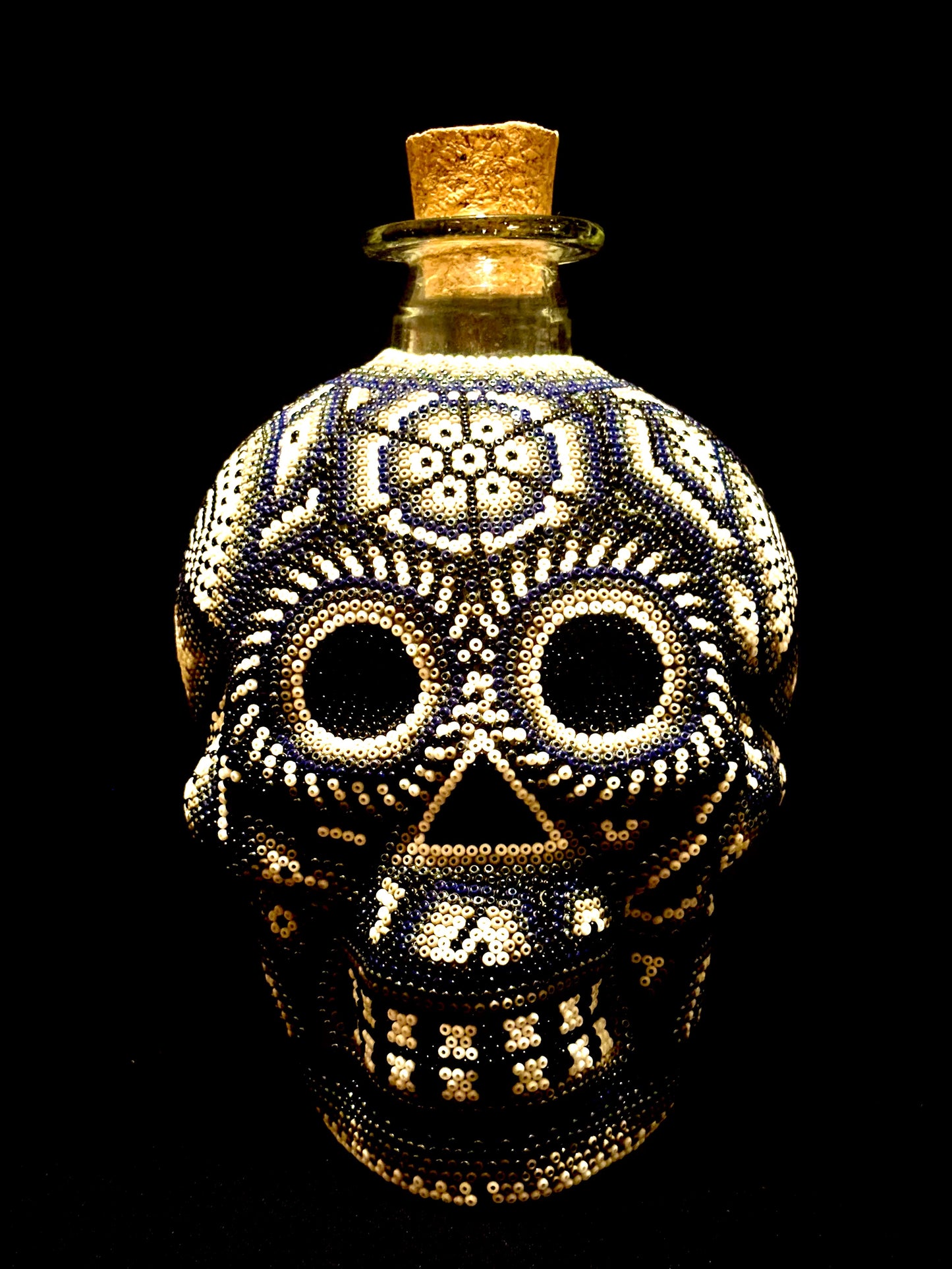 HUICHOL ART - Skull Bottle