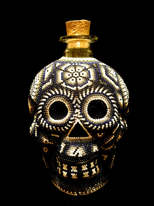 HUICHOL ART - Skull Bottle