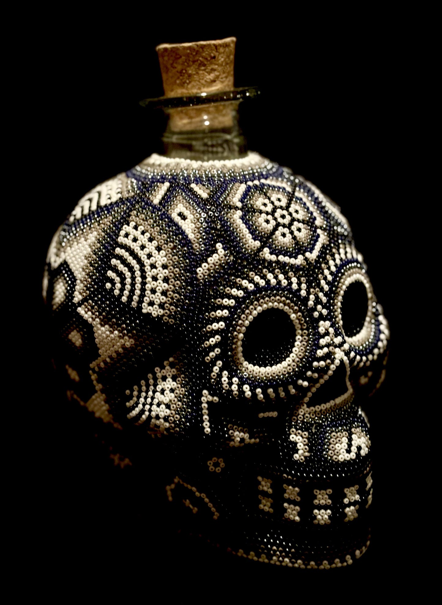 HUICHOL ART - Skull Bottle