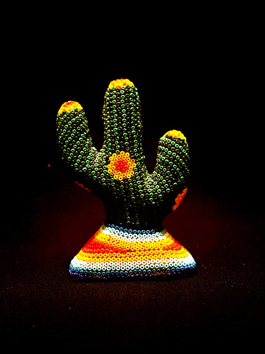 HUICHOL ART - Cactus - Rainbow base