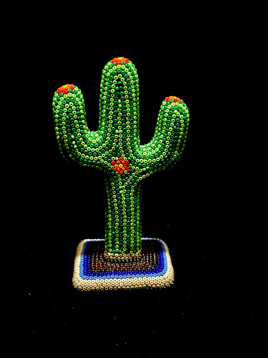 HUICHOL ART - Cactus - Blue base