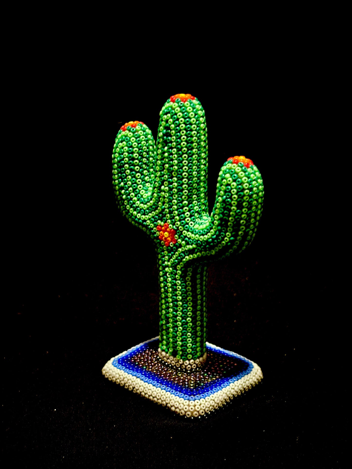 HUICHOL ART - Cactus - Blue base