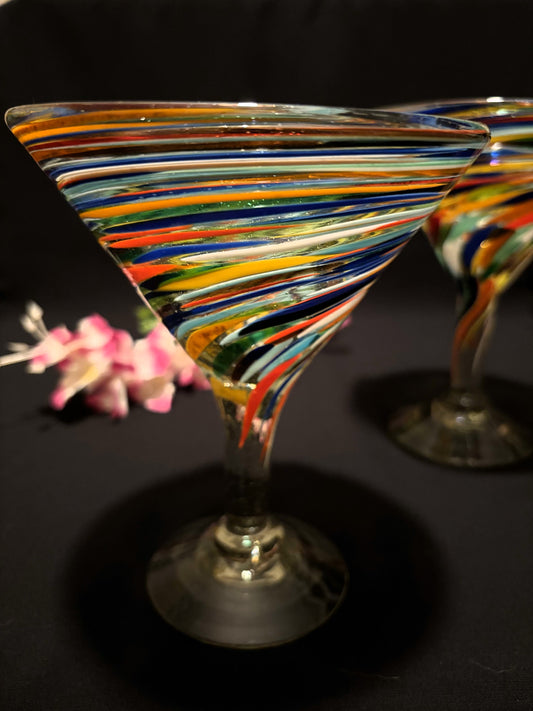 BLOWN GLASS ART - Martini Glass
