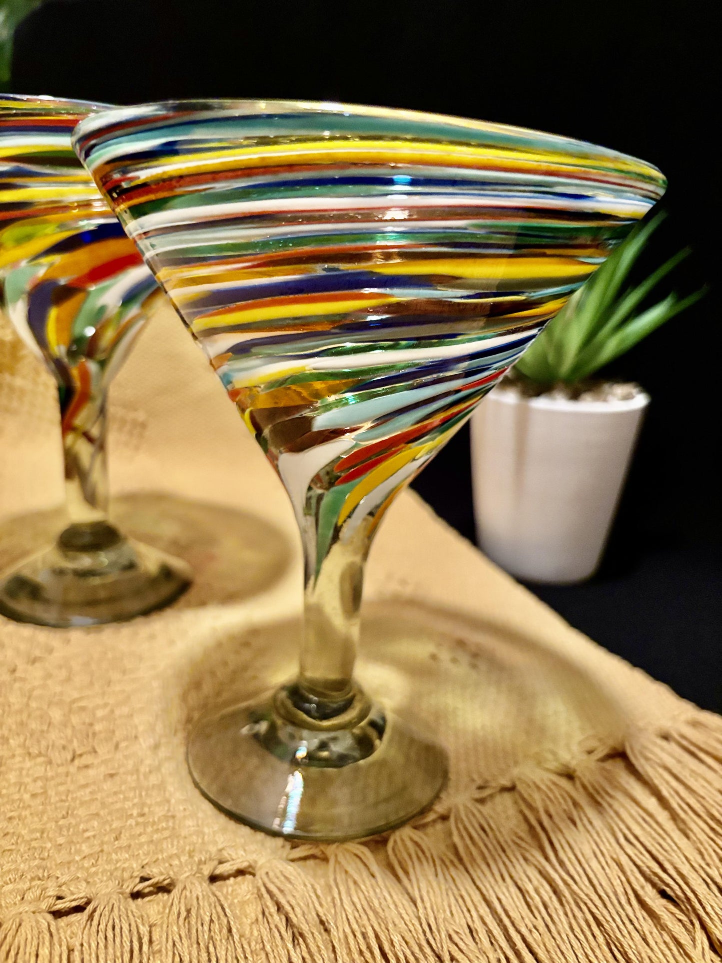 BLOWN GLASS ART - Martini Glass