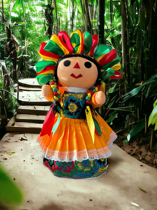 HANDMADE MEXICAN RAG DOLL - Erandi: Ancient mexican name means "Beautiful Sunset"