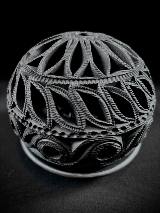 BLACK CLAY ART - Candle Sphere with plate