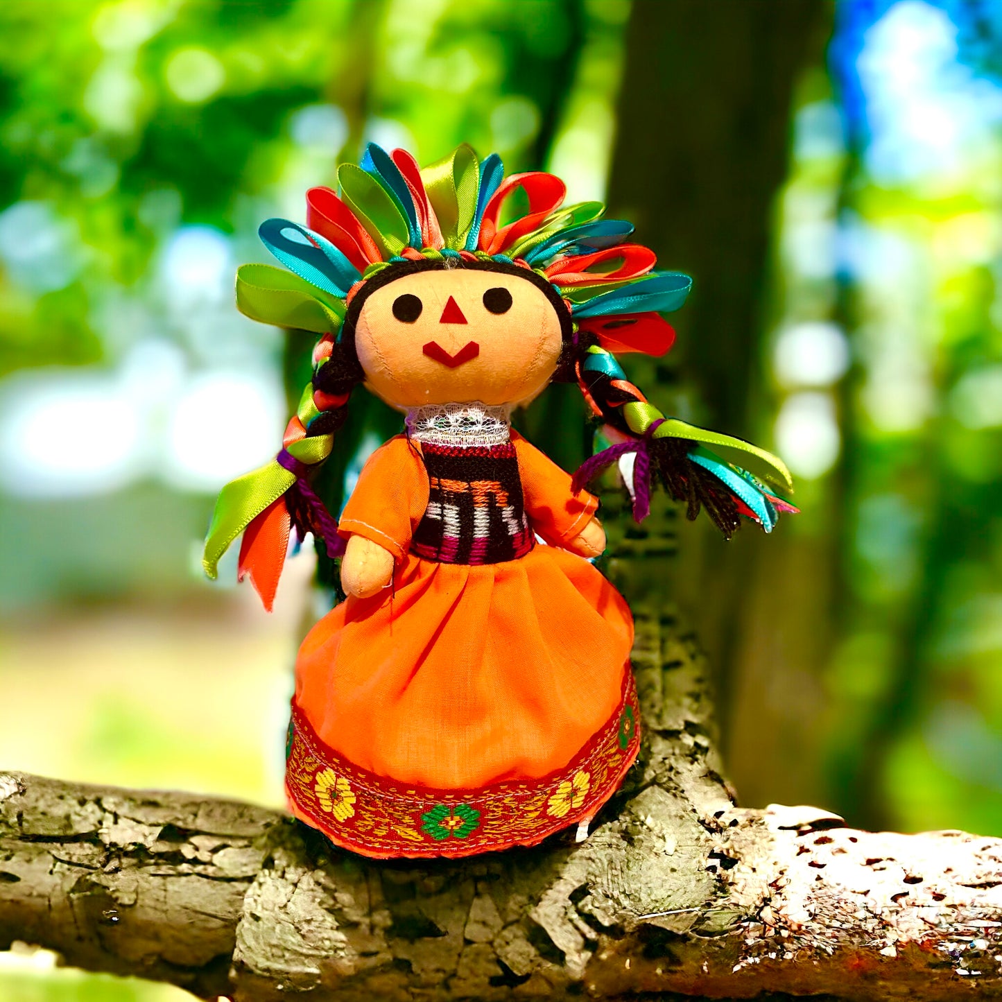 HANDMADE MEXICAN RAG DOLL - Inkillay: South american name, means "My little Flower"