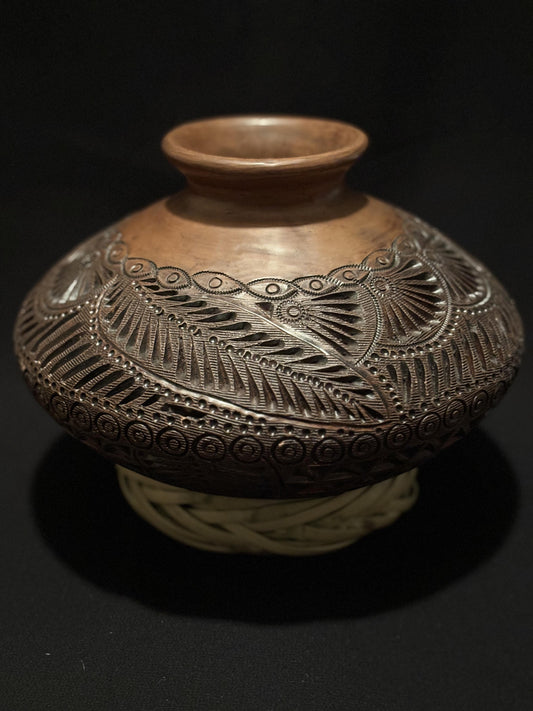 BLACK CLAY ART - Oval Brown Clay Vase