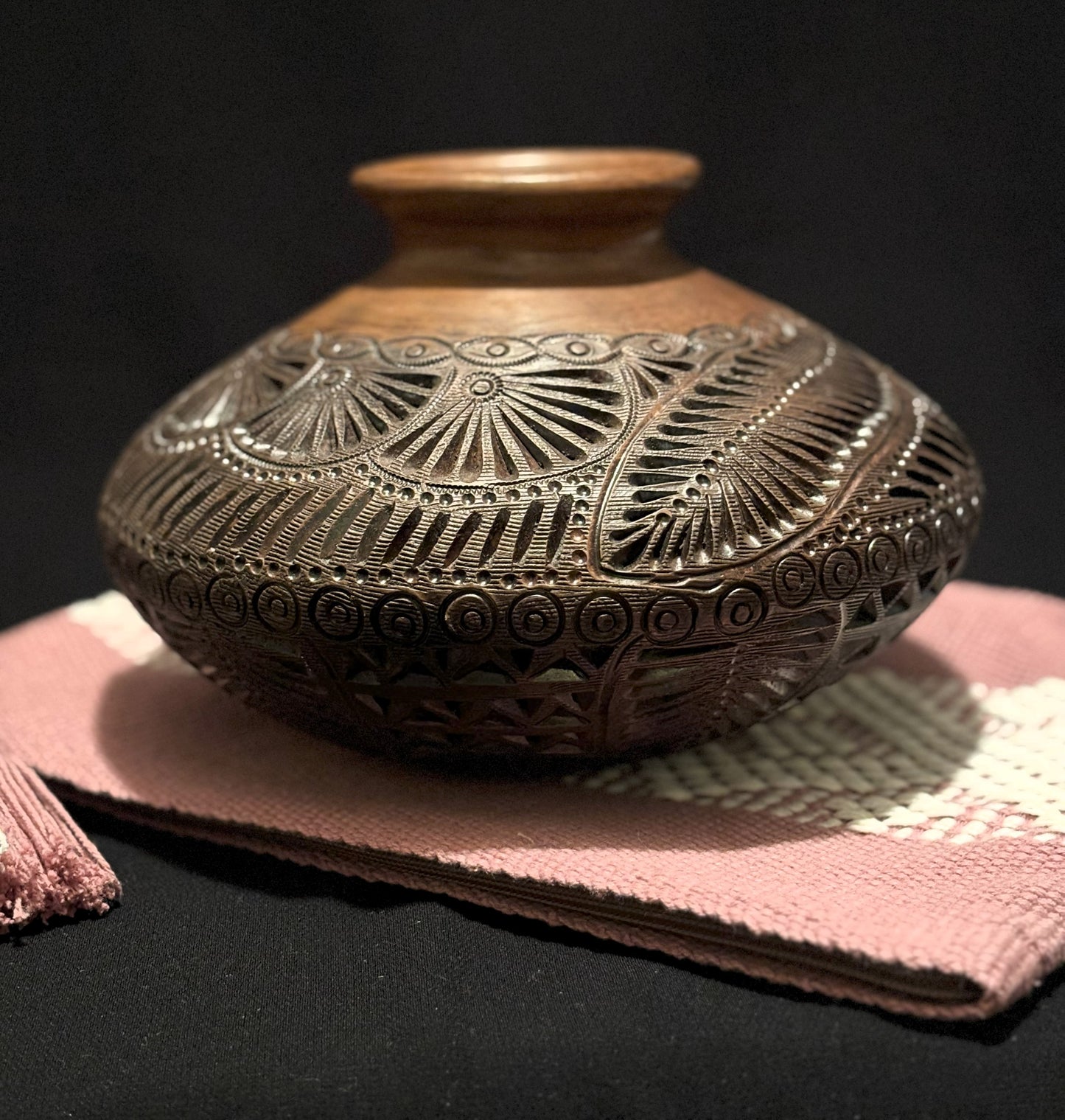 BLACK CLAY ART - Oval Brown Clay Vase