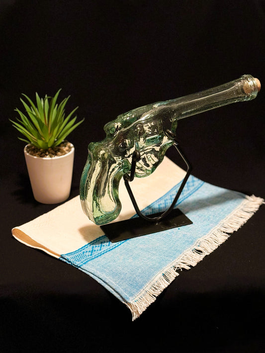 BLOWN GLASS ART - Gun with base