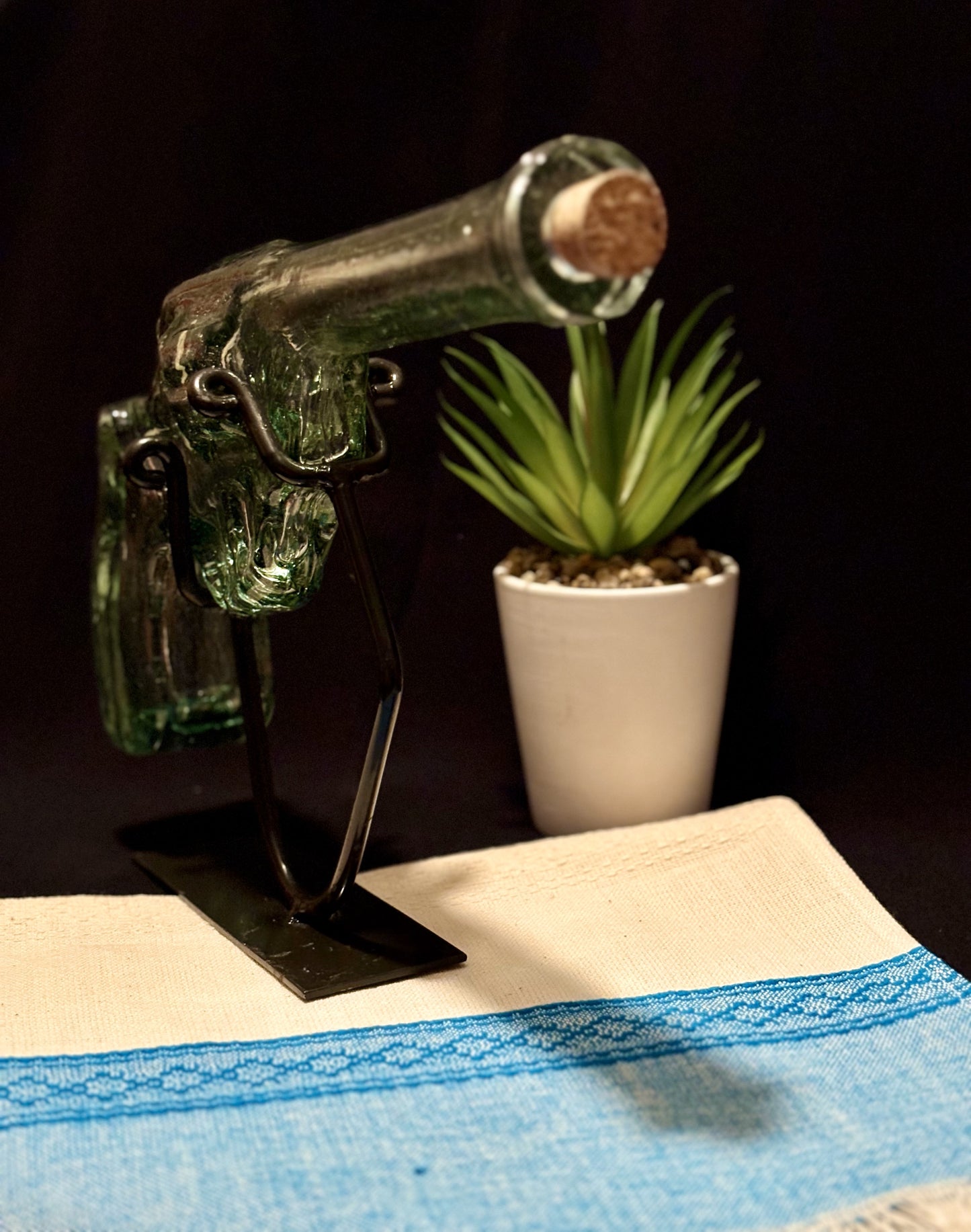 BLOWN GLASS ART - Gun with base