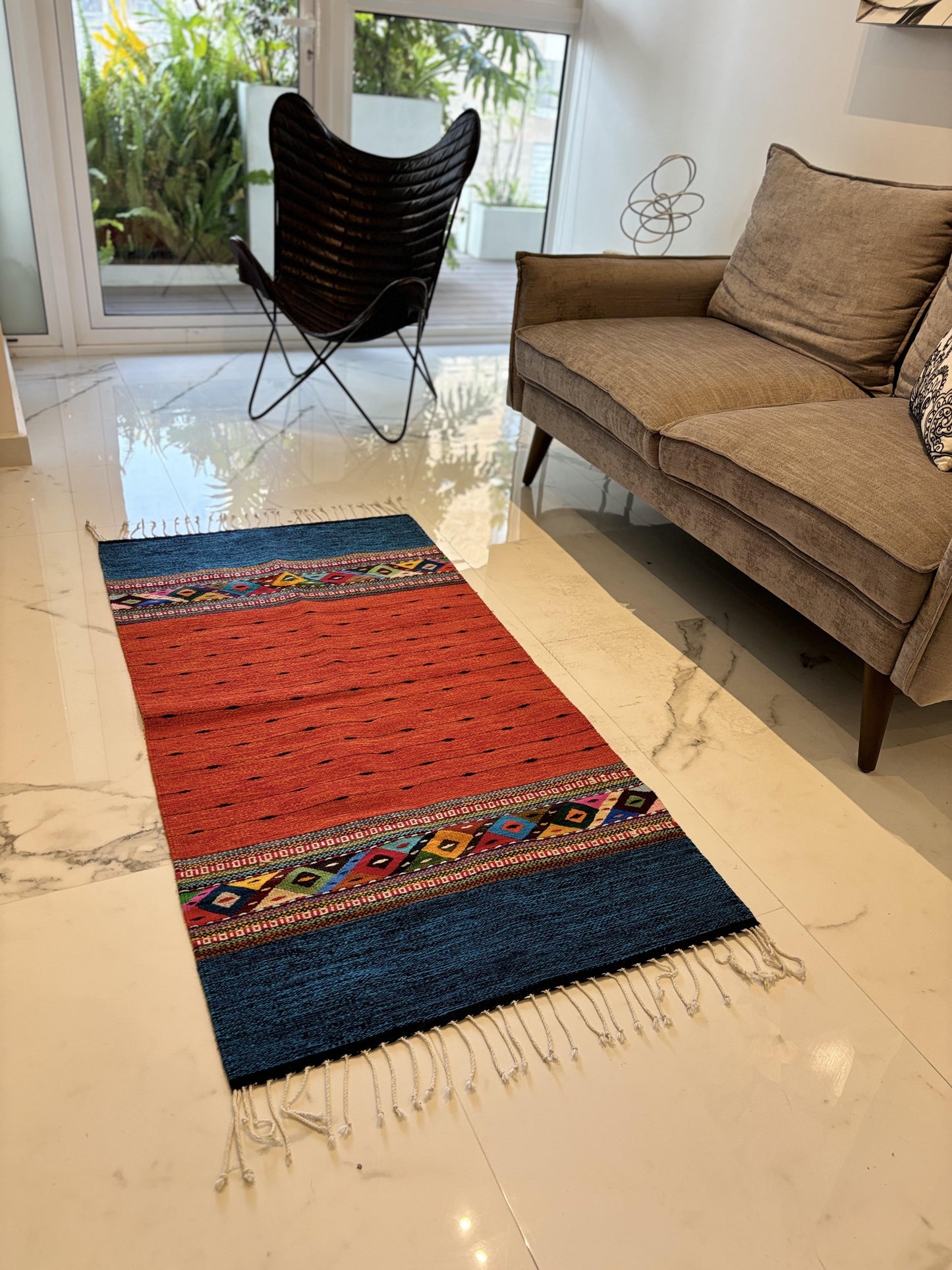 WOOL RUG - Red and Blue Wool Rug