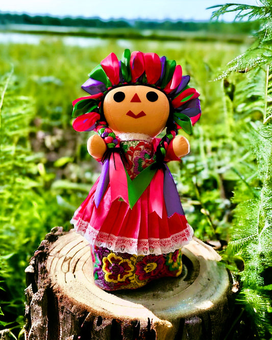 HANDMADE MEXICAN RAG DOLL - Yanay: South american name, means "My beloved Brunette"