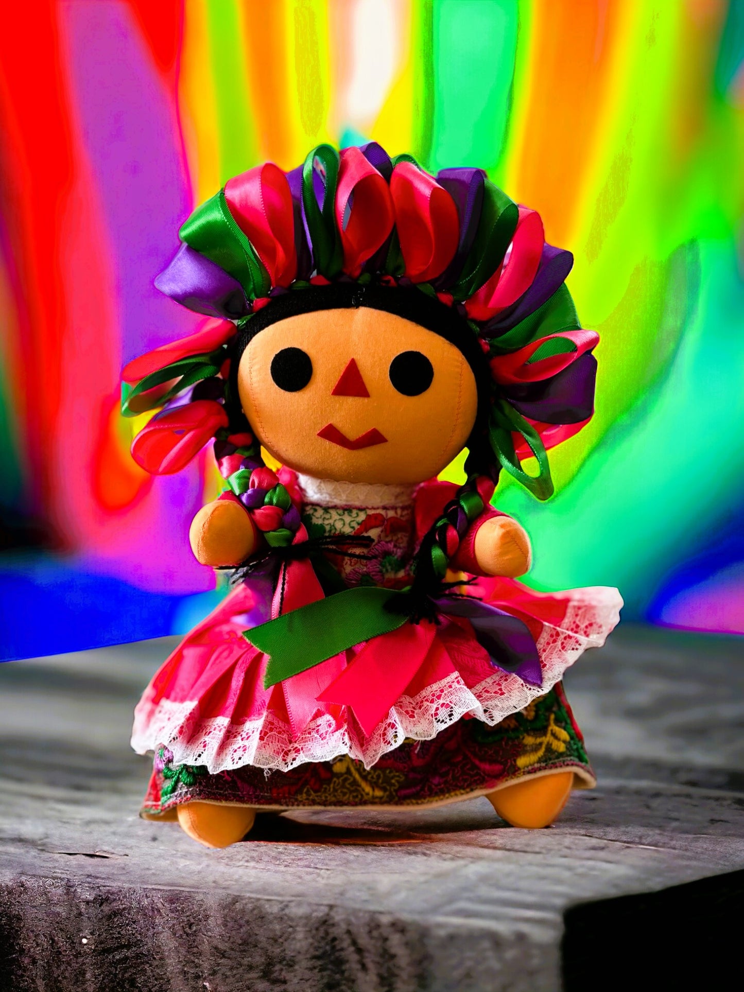 HANDMADE MEXICAN RAG DOLL - Yanay: South american name, means "My beloved Brunette"